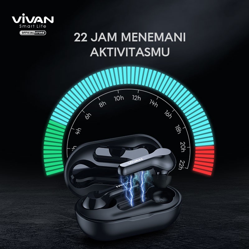 VIVAN Wireless Bluetooth Headset Earphone TWS Liberty T200 Waterproof IPX4 Support iPhone 12