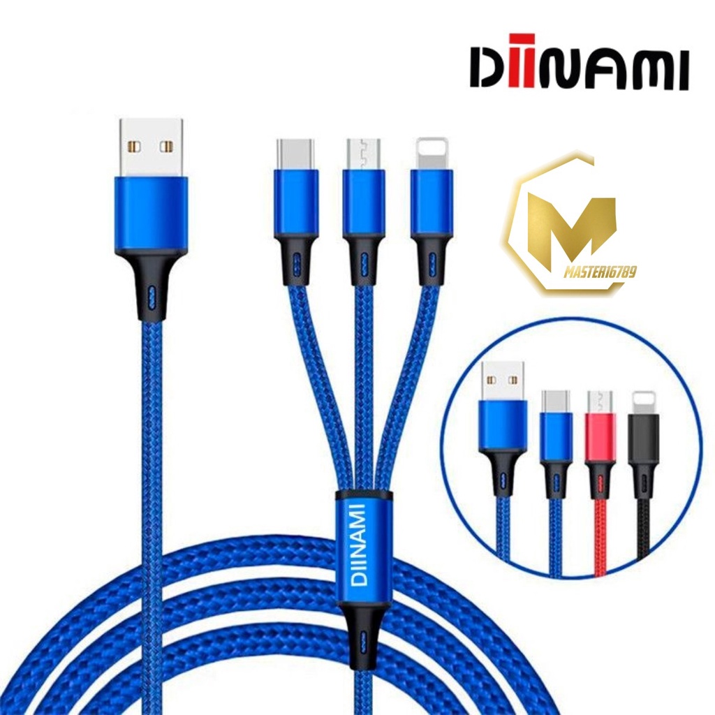 BM021 QC33 1.2M DIINAMI Kabel cable data USB 3in1 Micro ligthing tipe c 2.4A original fast Charging MA2149