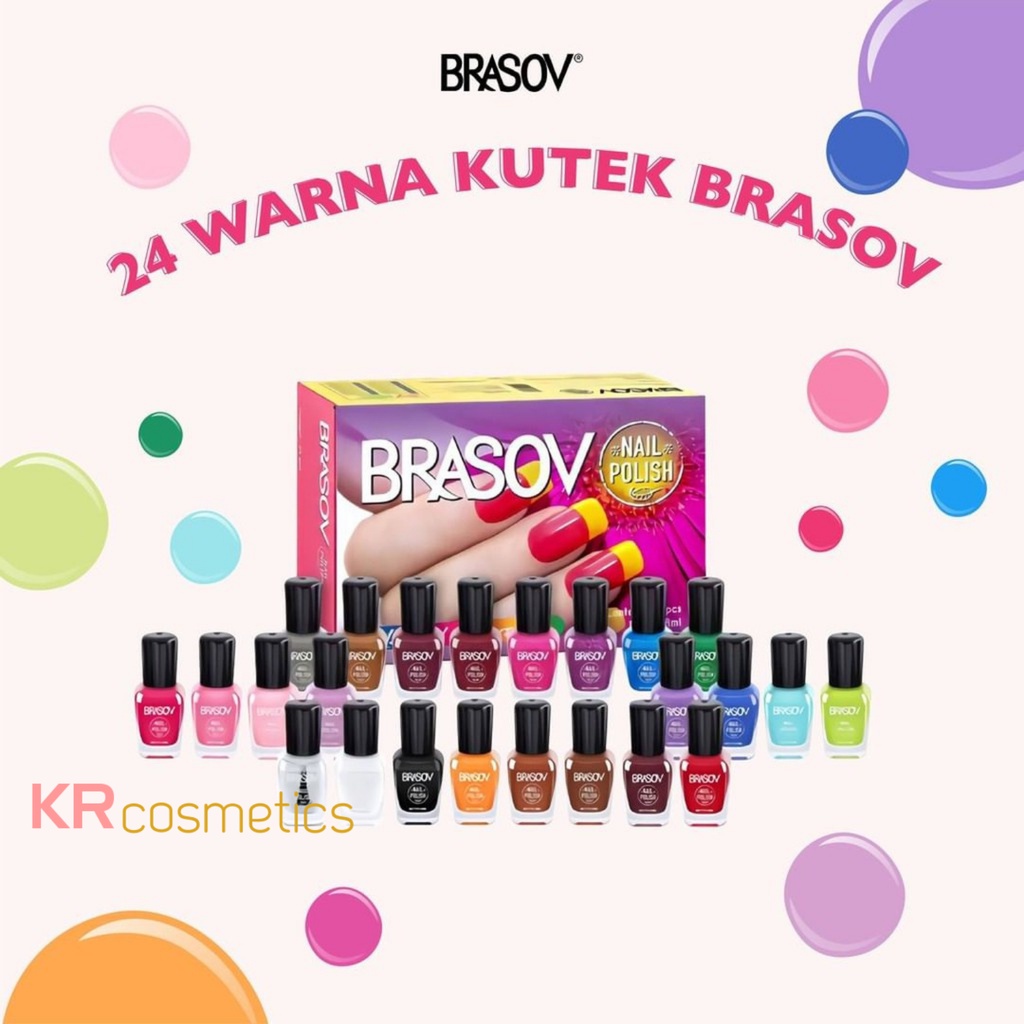 BRASOV Nail Polish Assorted Colours Nail Rainbow 24 warna 8 ml