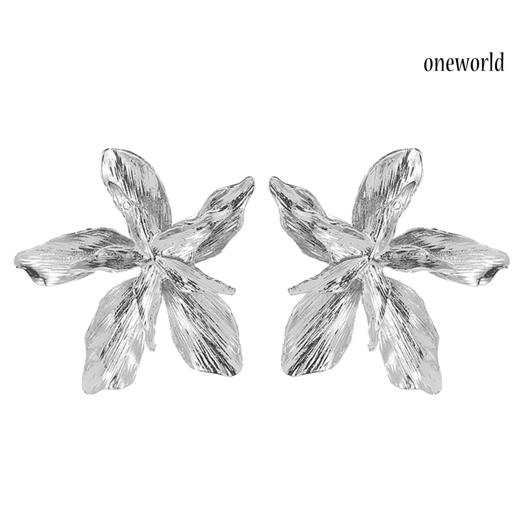 OW# 1 Pair Flower Five Petals Simple Flower Shape All-match Stud Earring Fashion Accessory