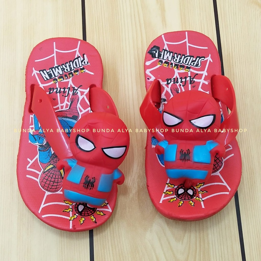 Sandal Anak Laki Jepit IMPORT Usia 1 2 3 Tahun Size 24 - 29 MERAH - Sendal Anak Cowok Superhero Karet Anti Licin