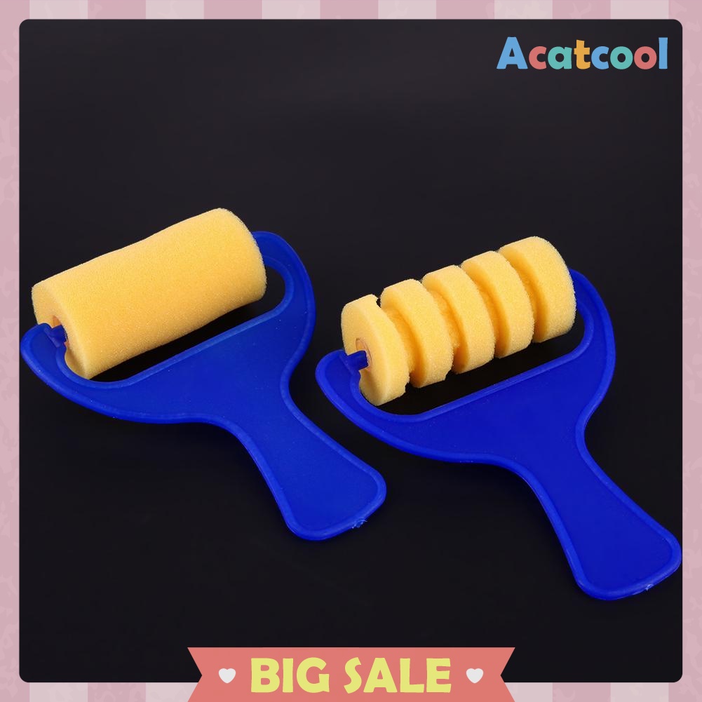 4pcs Kid Yellow Sponge Brush Children Painting Drawing Graffiti Roller Tool