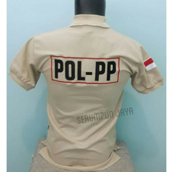 KAOS SATPOL PP - KAOS KERAH POL PP KREM - KAOS SATPOL PP RODA GILA KREM FULL BORDIR