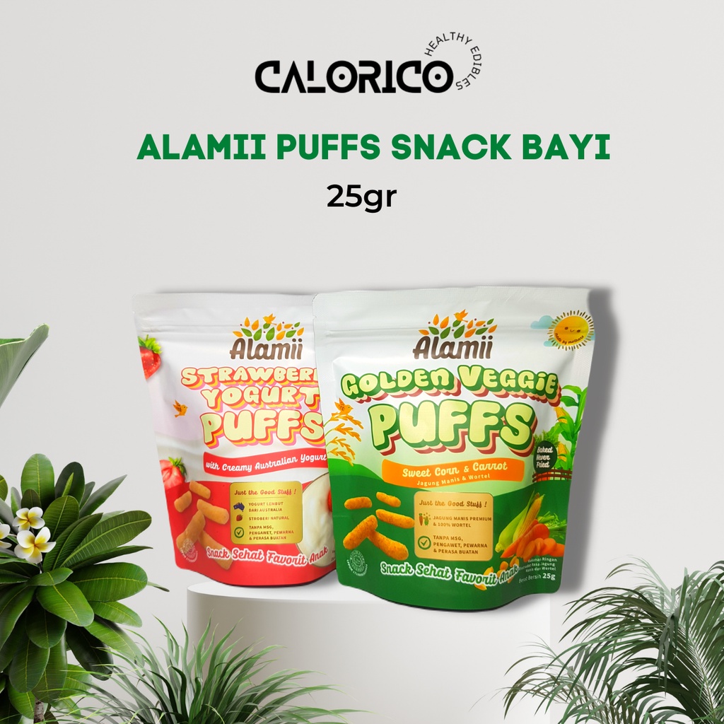 Alami Puffs 25 gr - Snack Bayi 1 Tahun Keatas - Golden Veggie / Cheese / Strawberry Yogurt / Peanut 