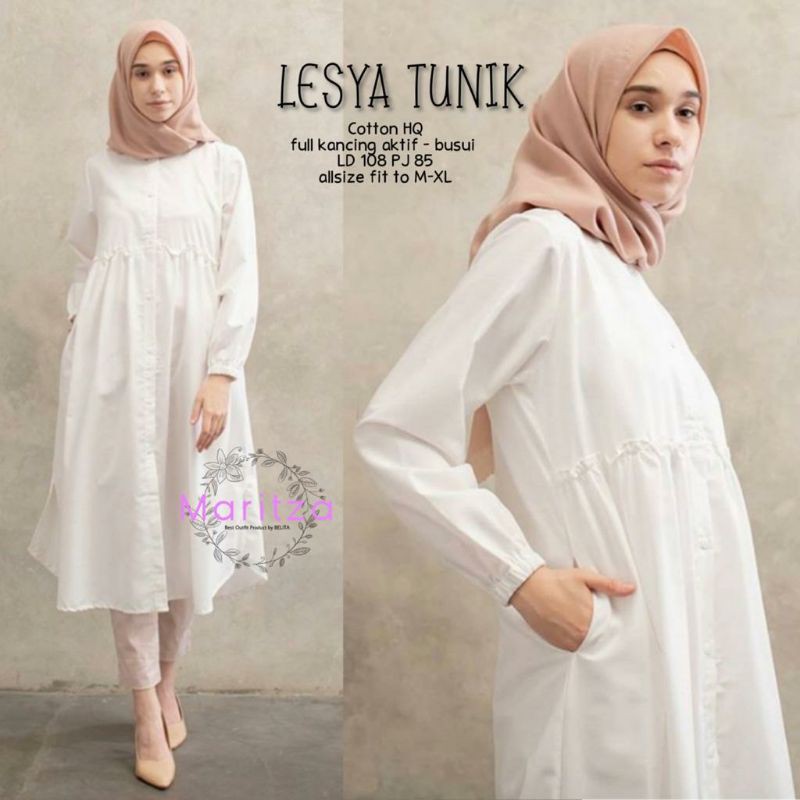 Lesya Tunik Atasan Tunik Putih by Maritza