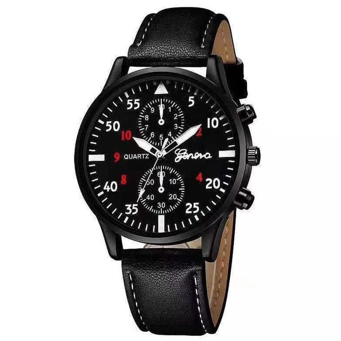 Jam Tangan Cowok  Jam Pria  Man Watch  Jam Analog Jam Quartz Geneva Hitam Hitam