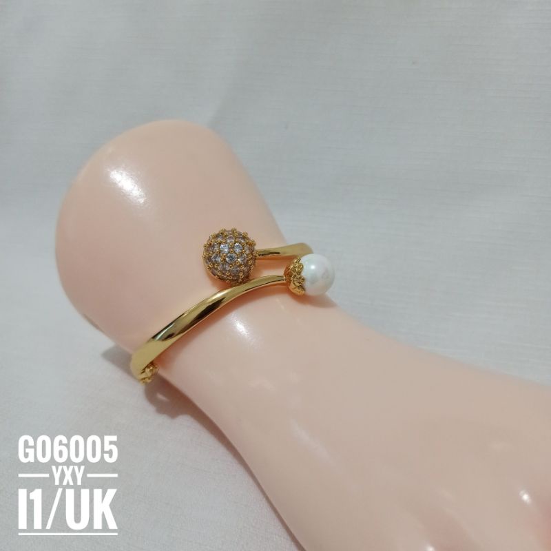 Gelang Bangle Yaxiya Bola Zircon Mutiara G06005