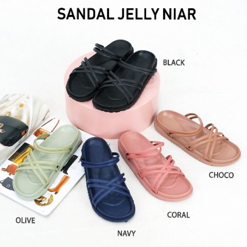 Sandal Jelly Boloni Tali Silang Sandal Jaring Silang Terbaru