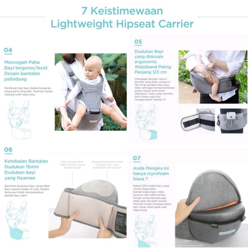 READY Gendongan Bayi Depan Mooimom Lightweight Hipseat Carrier