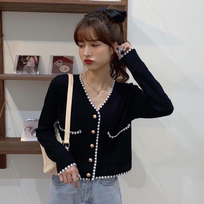 Korean Cardigan crop/rajut wanita/v neck/kardigan wanita