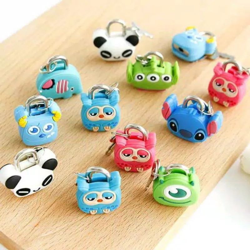 Gembok Karakter Kartun Lucu / Gembok Mini Import / Gembok Mainan