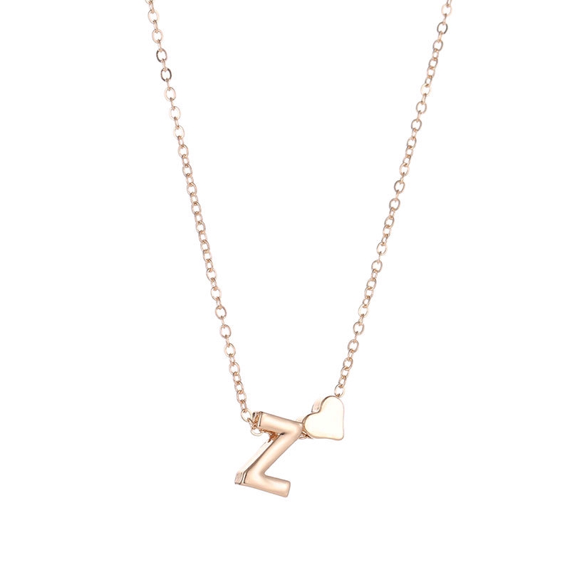 (YUZHU) Kalung Rantai A-T Liontin Motif Huruf Bahan Stainless Steel Warna ROSE GOLD SILVER GOLD