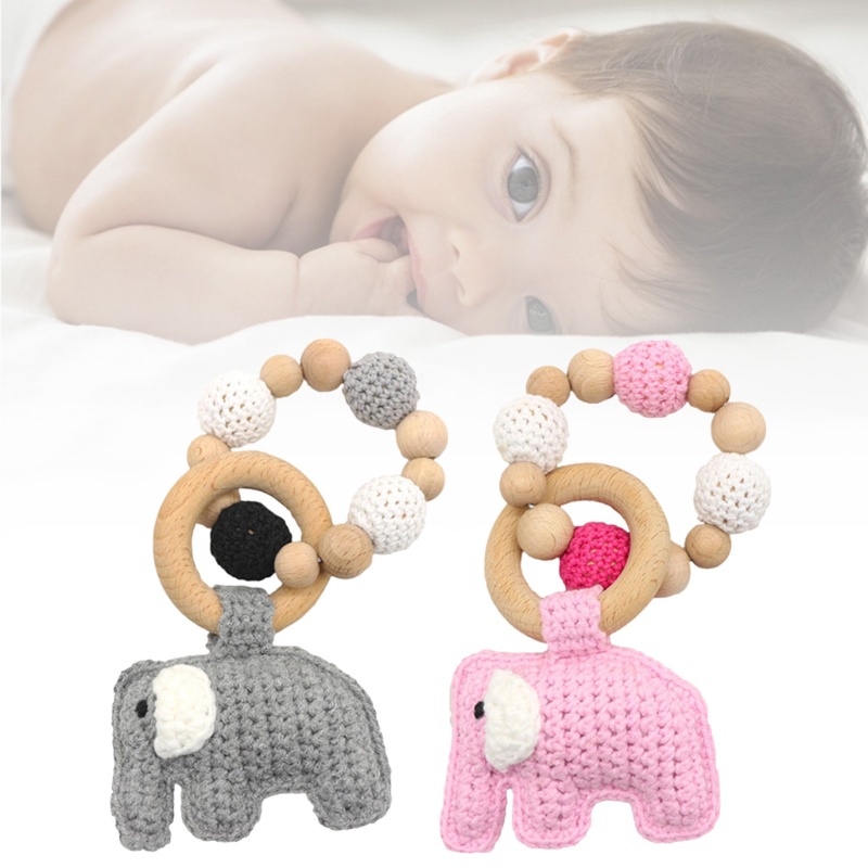 Mary Mainan Teether Bayi Bentuk Gajah Bahan Kayu