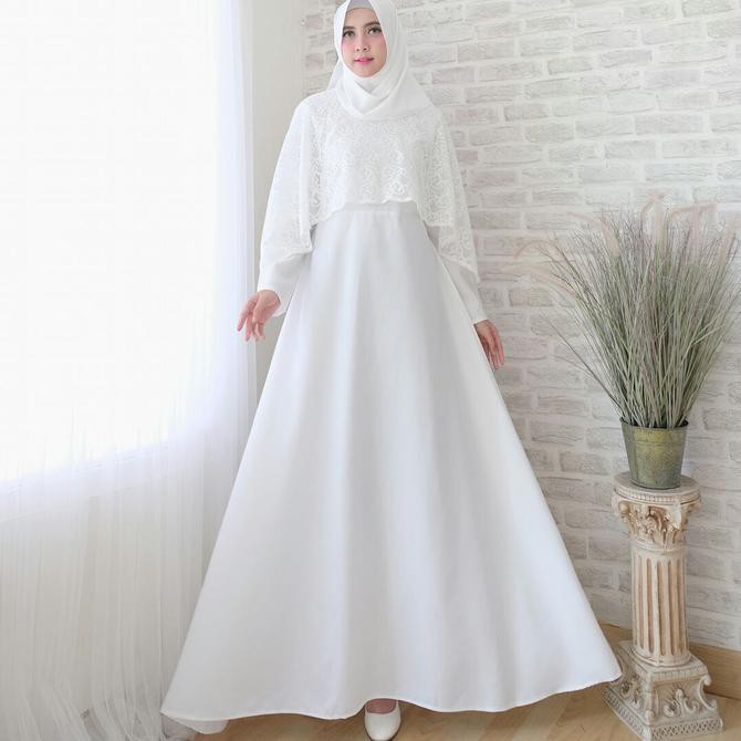 Gamis BALOTELI DRESS PUTIH POLOS / DRESS MUSLIM BAJU GAMIS MEWAH PESTA Fashiion muslim/Dress Muslim