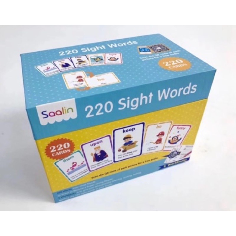 Saalin 220 sight words flash card - activity games - buku import anak