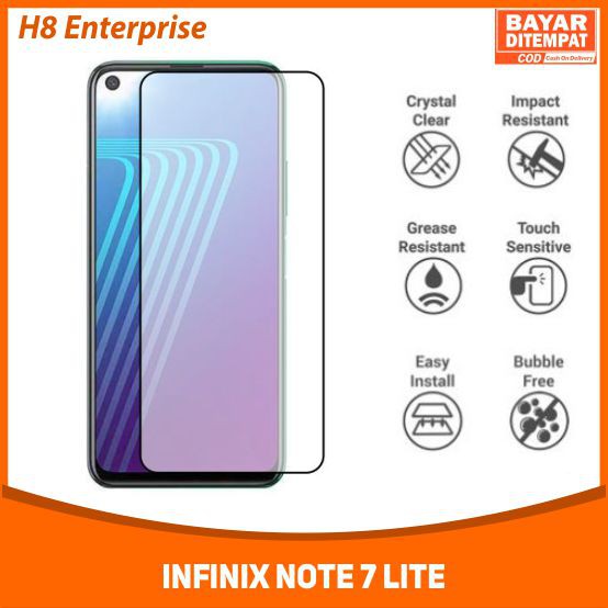 Tempered Glass Full for Infinix Note 7 Lite Tempered Glass 9D Full Layar