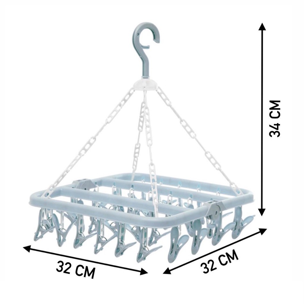 Hanger Gantungan Jemuran Baju 32 Penjepit/ Jemuran Baju Lipat/ Jemuran Kaos Kaki/ Jemuran Lipat Serbaguna