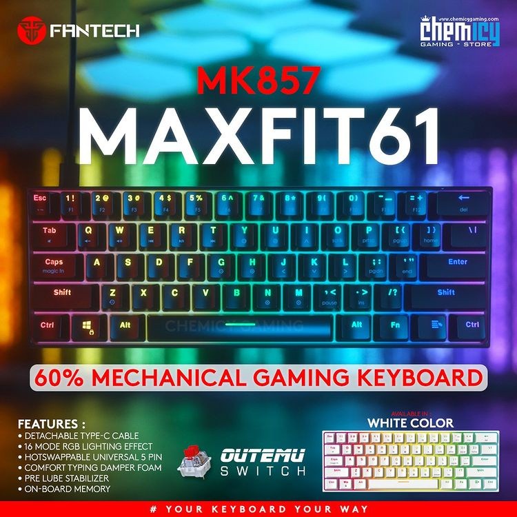 Fantech Maxfit 61 MK857 60% RGB Hotswap Mechanical Gaming Keyboard