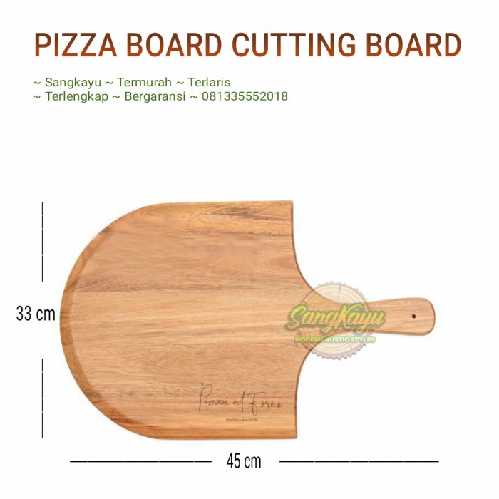 Talenan pizza kayu wooden pizza serving tray nampan wooden pizza board - KAYU MAHONI, POLOS