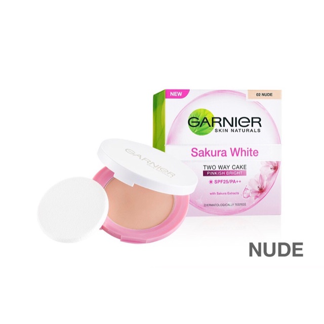Garnier Sakura White Two Way Cake Pinkish Bright SPF 25 - Bedak Padat