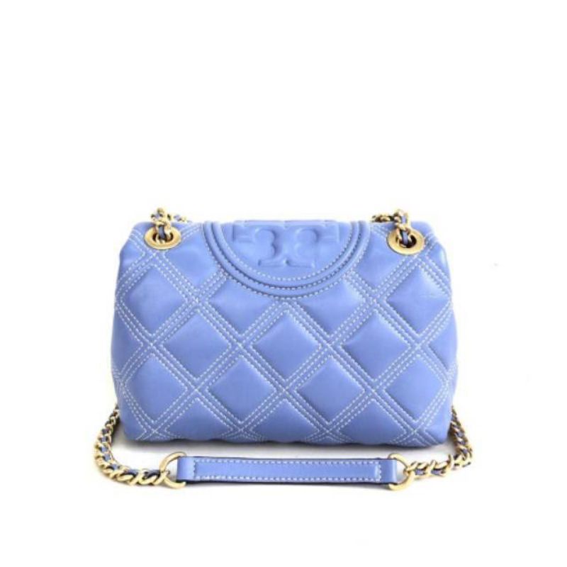 Tory Burch Fleming Soft Contrast Stitch Convertible Shoulder Bag Blue Contrast