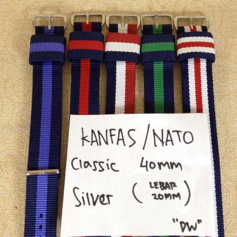 strap Kanfas Daniel Wellington Silver 20mm Original