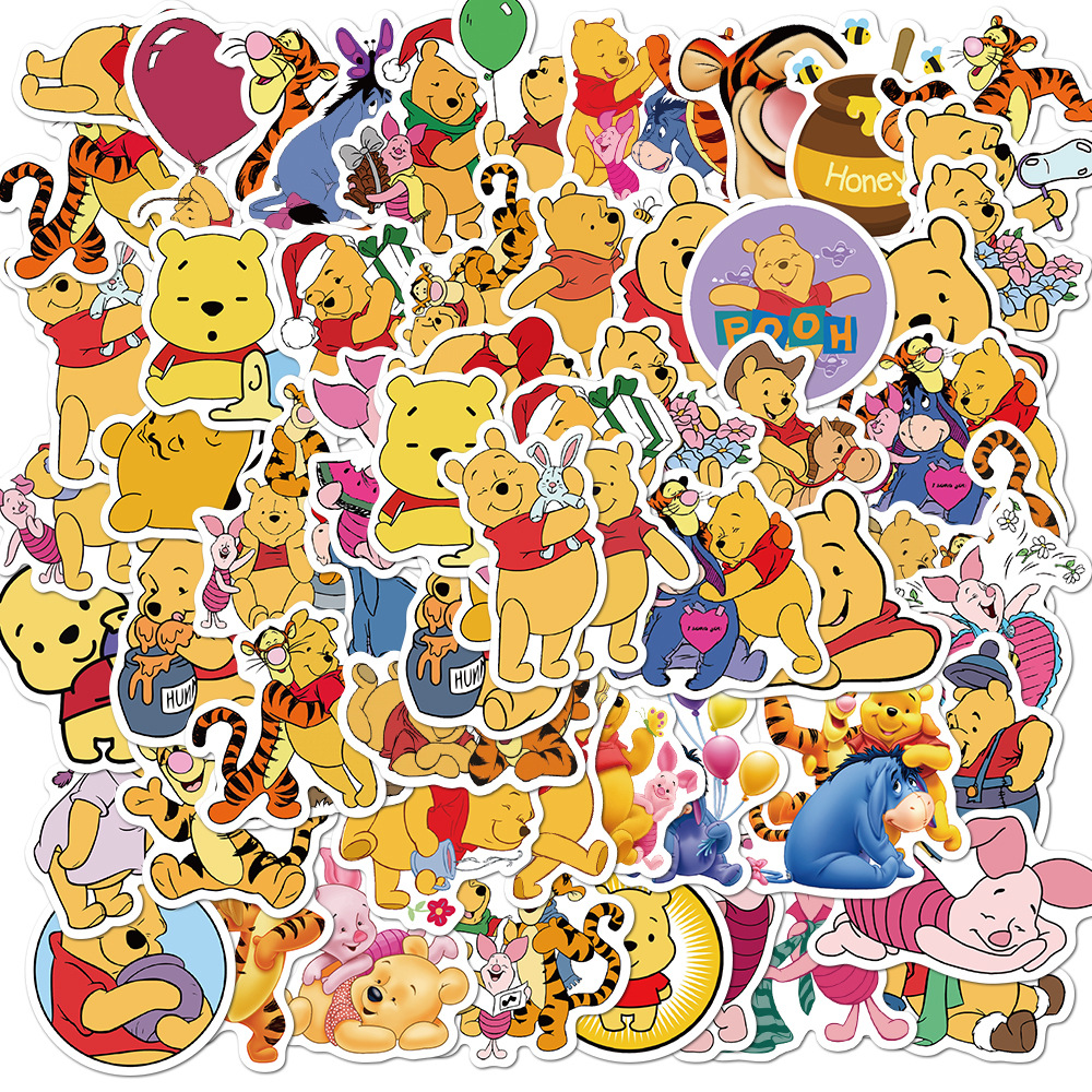 50pcs Stiker Kartun Winnie the Pooh Untuk Dekorasi Koper / laptop