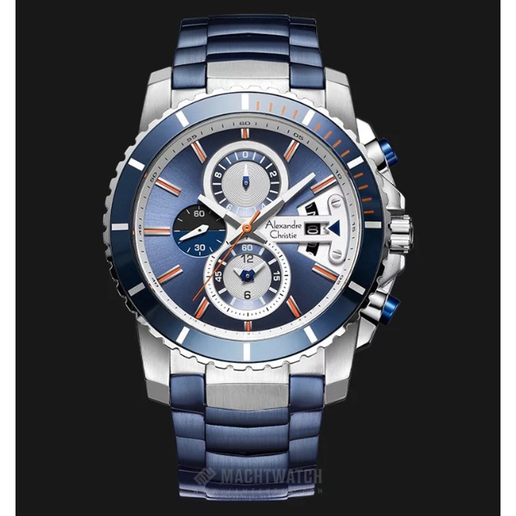 Jam Tangan Pria Sport Model terbaru Best seller ALEXANDRE CHRISTIE Original AC 6455 SILVER BLUE - GA