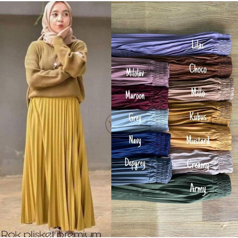 Rok Plisket Premium Tebal Bawahan Wanita Fashion Muslim Termurah Berkualitas - By chelsie27store