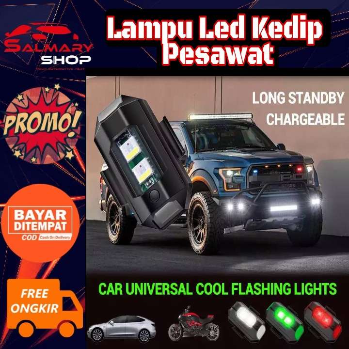 Lampu LED Kedip Model Blits Pesawat Drone Sepeda Motor Mobil Truk Bis Bus Rechargeable