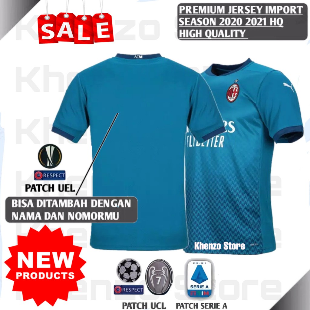 Jersey Bola Milan 3RD Third Full Patch 2020/2021 Size S-XXXL High Quality