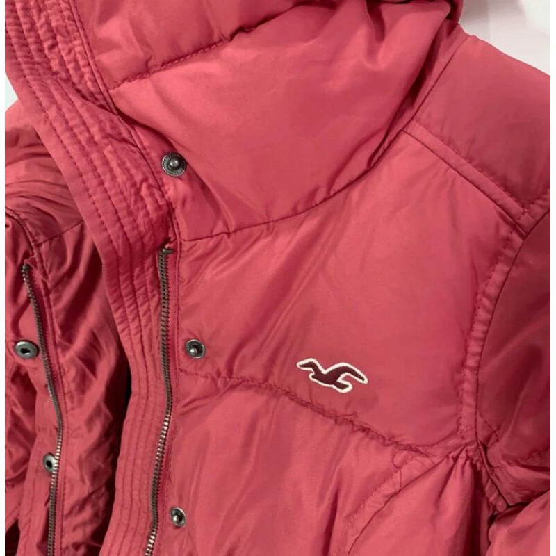 Jaket  Wanita Hollster Women Big Collar puffer With Belt New And Original Branded
