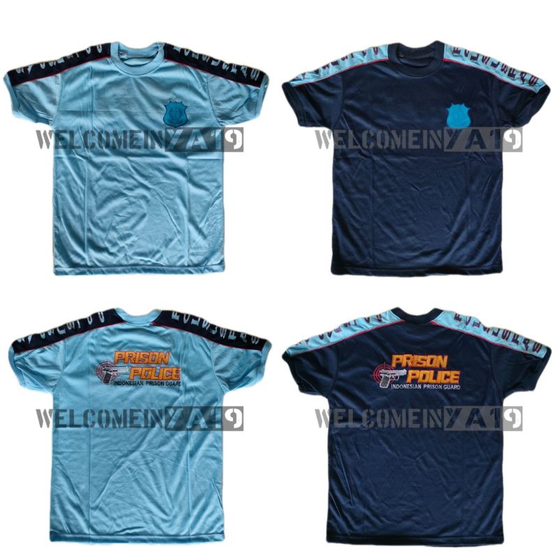 Kaos Pendek Fyping POLSUSPAS Bordir PDH PDL / Kaos POLSUSPAS Bordir Biru Terang Biru Gelap