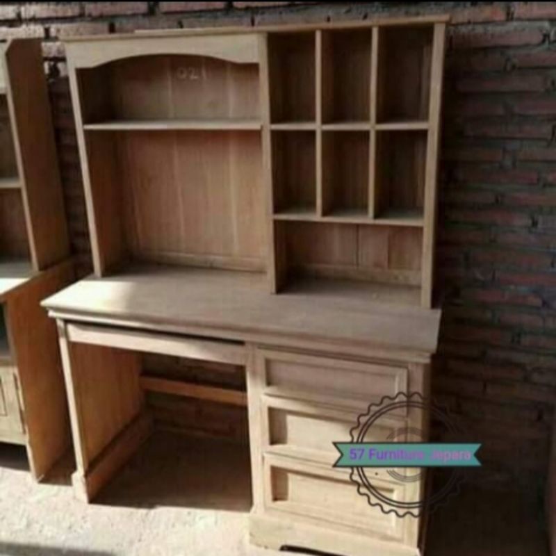 Meja belajar /kerja kayu jati mentahan