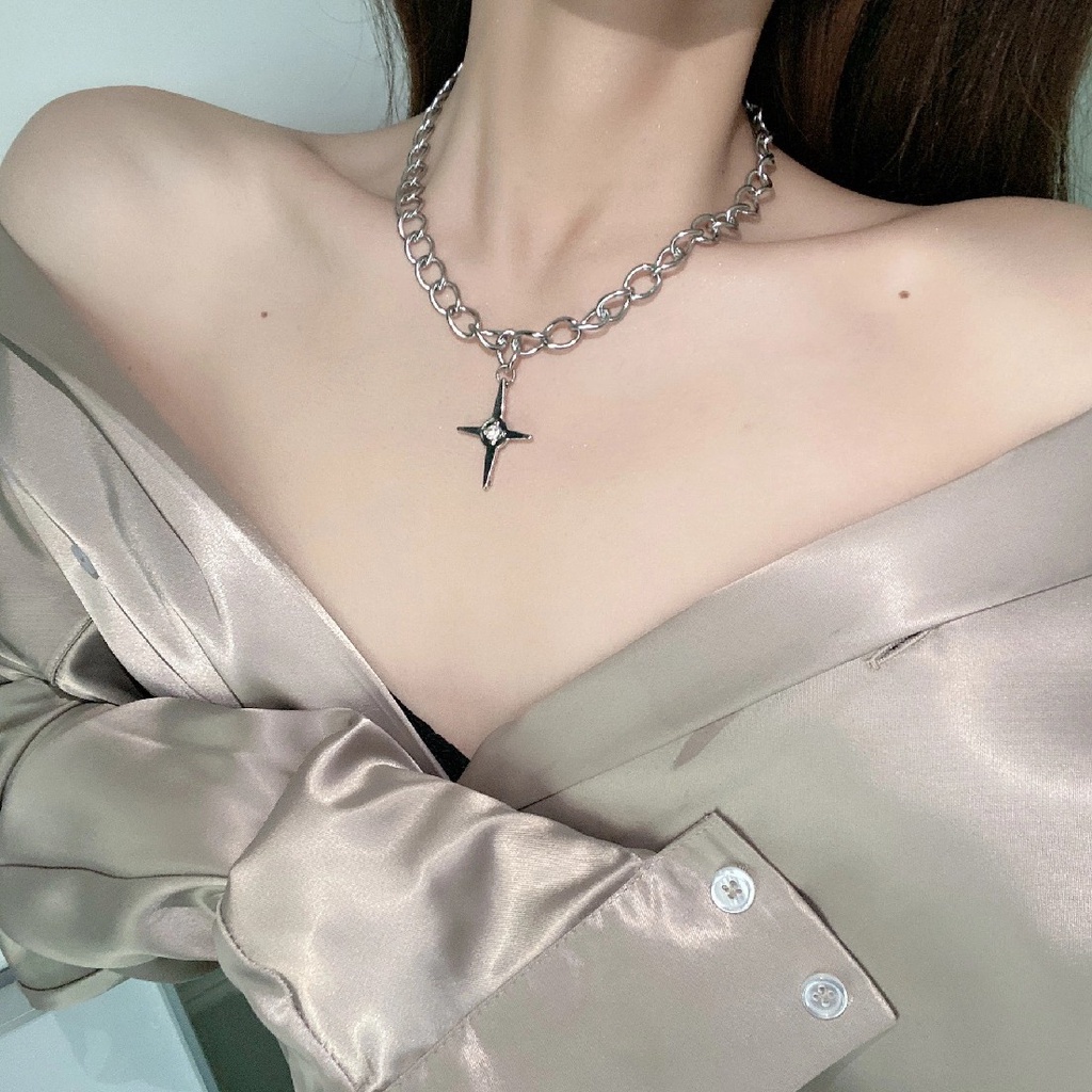 Necklace Accessories Trendy Personality Zircon Cross Clavicle Chain