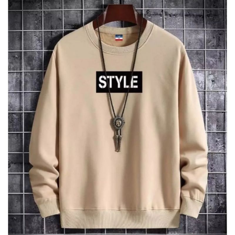 Sweater Crewneck Jaket Outerwear Pakaian Pria Wanita Oversize Korean Style STYLE BASIC