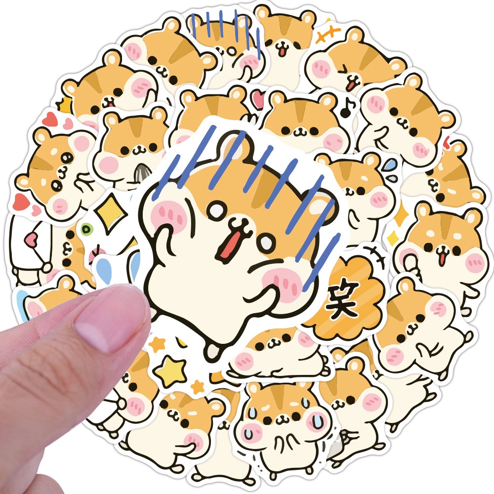 Lucu hamster kecil stiker kartun hewan peliharaan ekspresi Jurnal bahan dekorasi stiker kecil phone