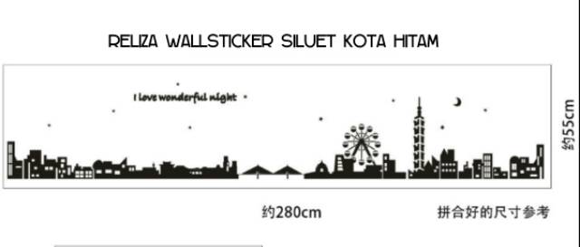 RELIZA WALLSTICKER SILUET KOTA HITAM LONDON I LOVE WONDERFUL NIGHT SILHOUTTE CITY HOME DECOR DINDING