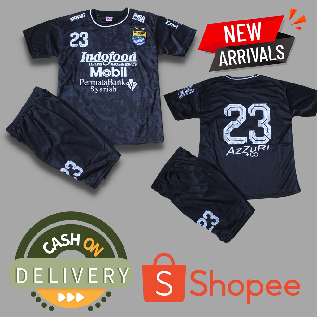 baju bola persib/stelan jersey bola persib hitam size 4-24