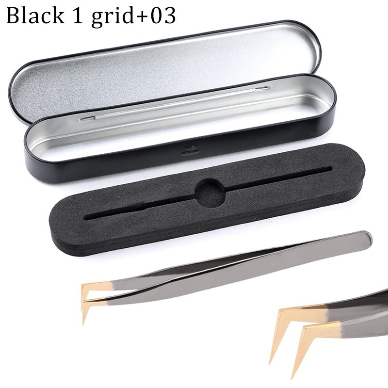 Black-Gold Pinset Profesional Stainless Alis Penjepit 3D Volume Ekstensi Bulu Mata Grafting Alat Rias Aksesoris Bulu Mata