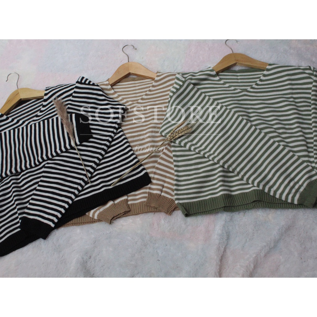 LADYE BLASTER Crop Blouse Rajut PREMIUM TEBAL / SWEATER Atasan Wanita CROP MOTIF