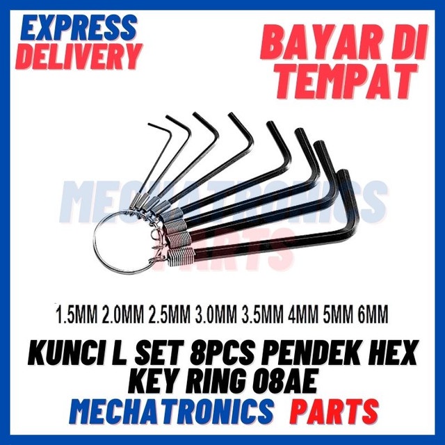 [DEV-9481] KUNCI L SET 8PCS PENDEK HEX KEY RING 08AE