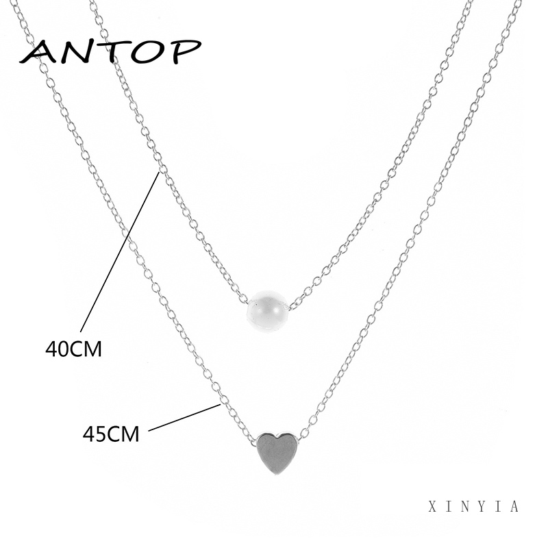 Kalung Rantai Klavikula Pendek Multilayer Aksen Mutiara Ganda Untuk Hadiah Ulang Tahun Wanita ANTOP