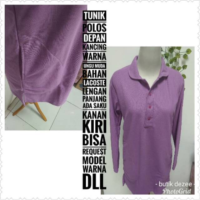 Tunik Polos Warna Ungu Muda
