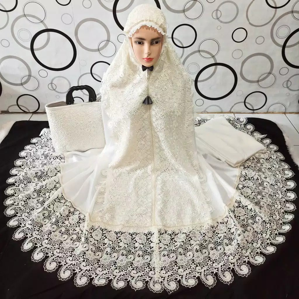 MUKENA PRADA RENDA KEONG MILLO MIKRO//MUKENA RENDA PRADA PRINCESS MURAH TAS FULL RENDA