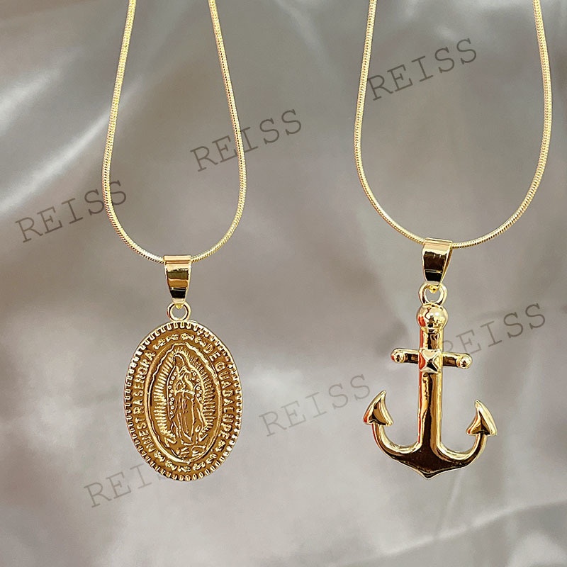 REISS St Benediktus Perhiasan Kalung Notre Dame Emas Stainless Steel San