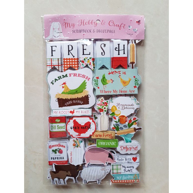 Sticker Stiker Timbul Deco Hiasan Anak Gabus Spons Kado Unik Bayi 3D Scrapbook "Fresh Farm"
