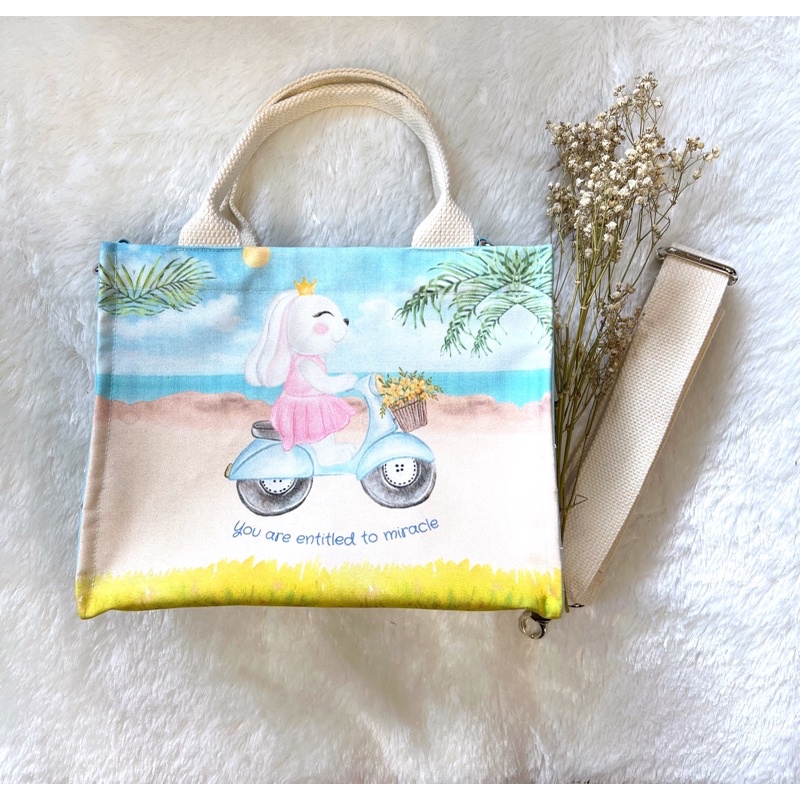 Tas kanvas wanita / sling canvas bag / tas selempang wanita / bunny lylia doodwear