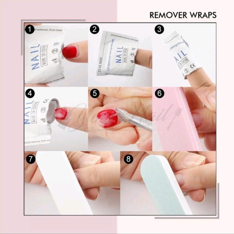 10pcs Gel acrylic remover wraps penghapus kutek / nail polish / gel polish remover wrap