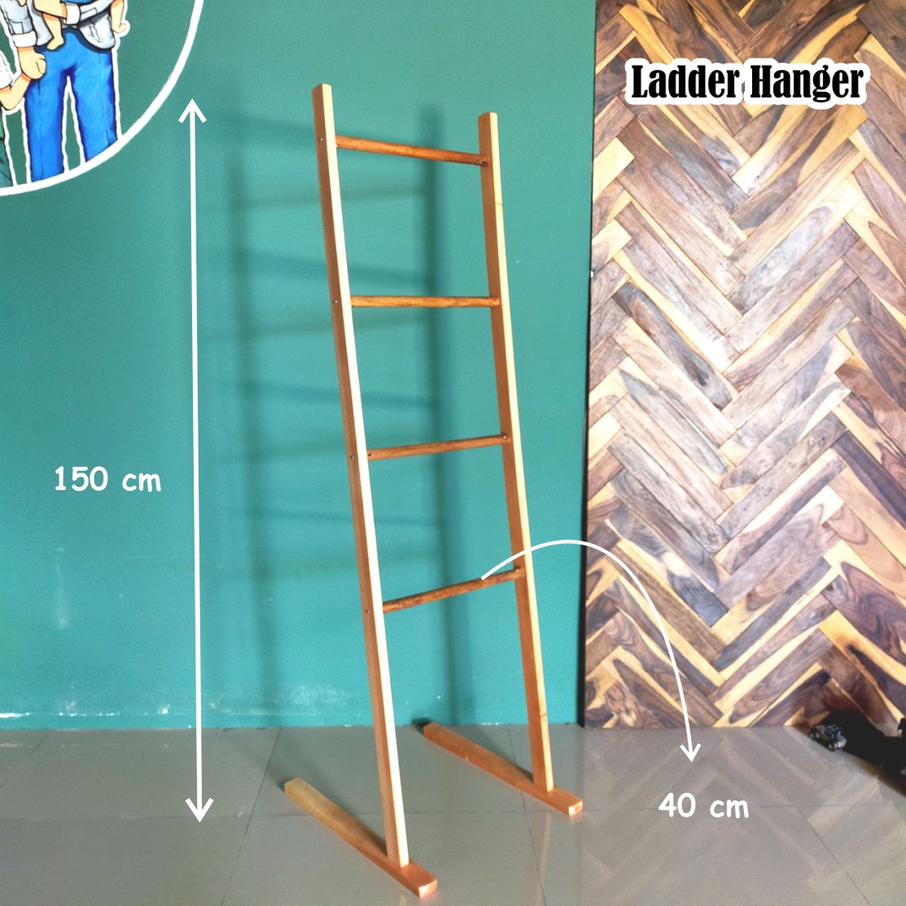 Rak Kayu Rak Sajadah Mukena Ladder Hanger Kayu